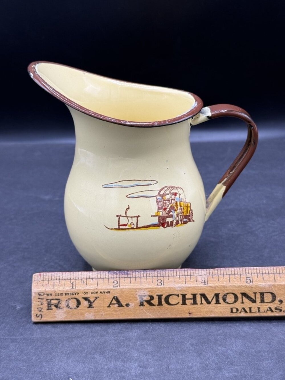 Vintage Monterrey Western Ware Creamer Cowboy Enamelware Mexico 1950s - Picture 9 of 10